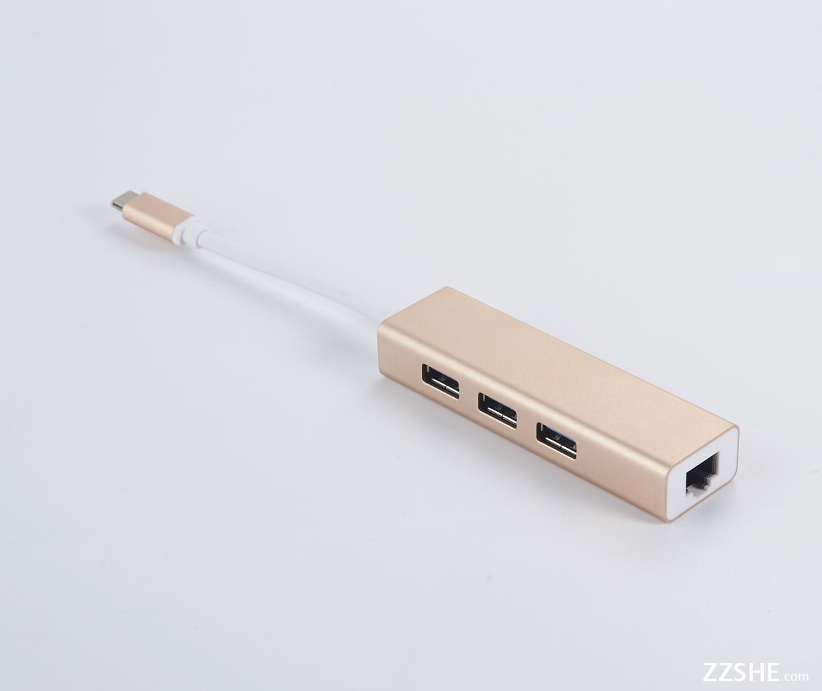 USB-C to Gigabit Ethernet USB A 3.0 Adapter Hub 