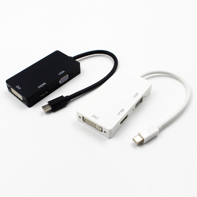 3-in-1 Mini DisplayPort to DVI VGA HDMI TV Adapter Thunderbolt Cable 