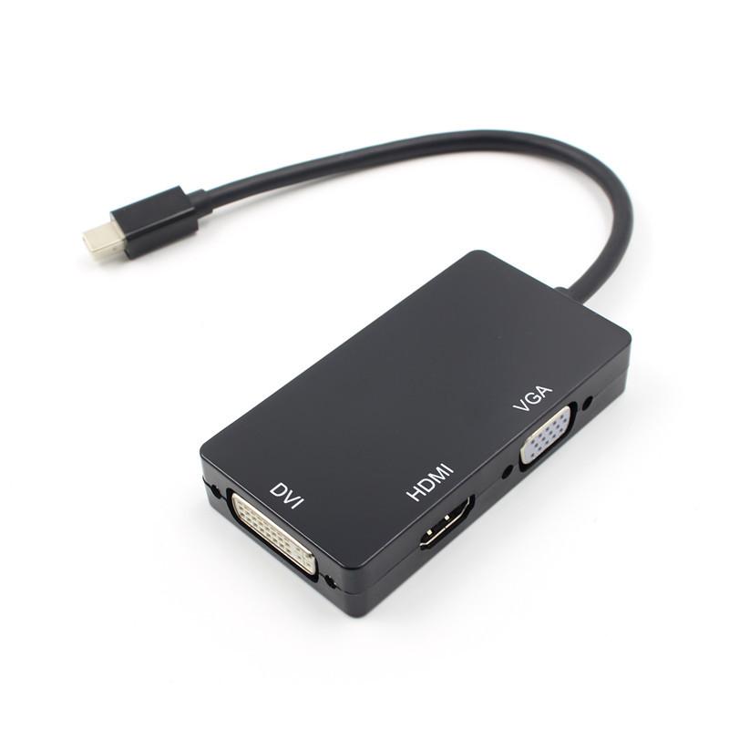 3-in-1 Mini DisplayPort to DVI VGA HDMI TV Adapter Thunderbolt Cable 