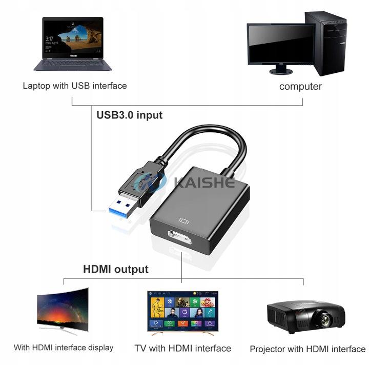  1080P HD USB 3.0 to HDMI Adapter Cable