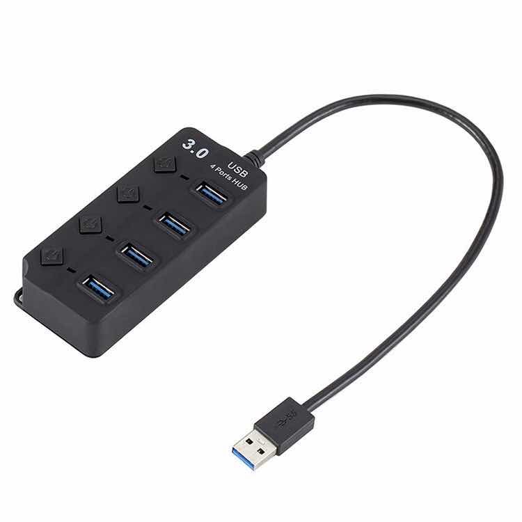 4-Port USB 3.0 Hub with Individual LED lit Power Switches