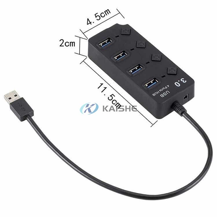 4-Port USB 3.0 Hub with Individual LED lit Power Switches