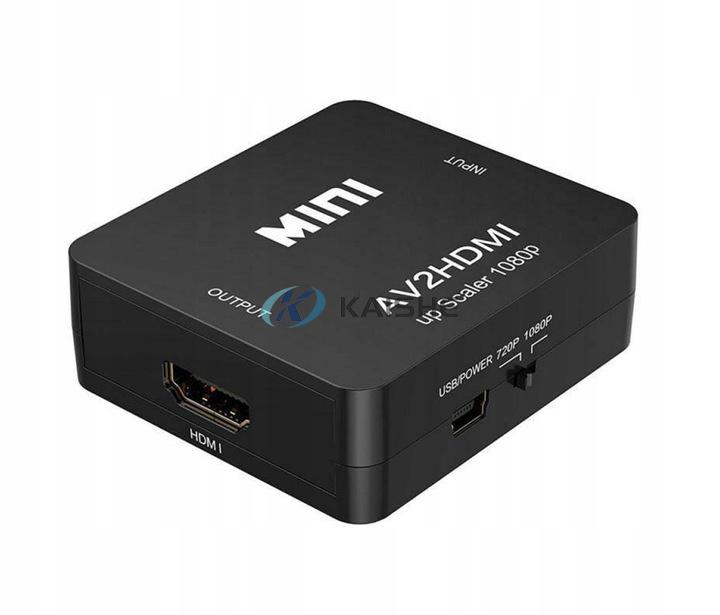 1080P Mini RCA Composite CVBS AV to HDMI Video Audio Converter Adapter Supporting PAL/NTSC with USB Charge Cable 