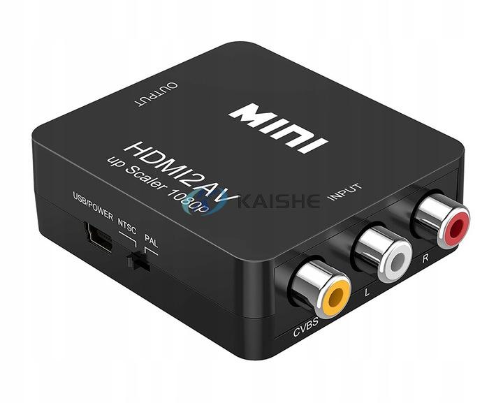 1080P Mini RCA Composite CVBS AV to HDMI Video Audio Converter Adapter Supporting PAL/NTSC with USB Charge Cable 