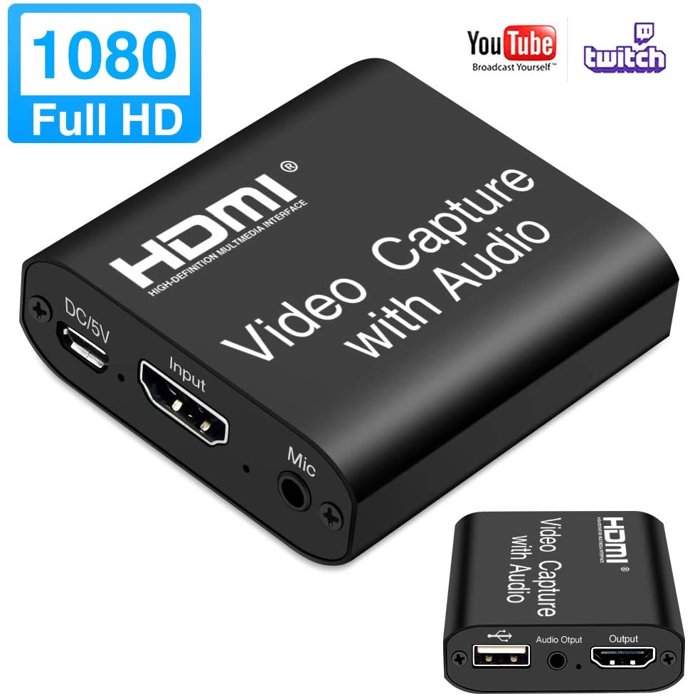 Yimixz Audio Video Capture Cards HDMI Video Capture HDMI to USB Full HD 1080p USB 2.0 HDMI Capture Card avec câble 