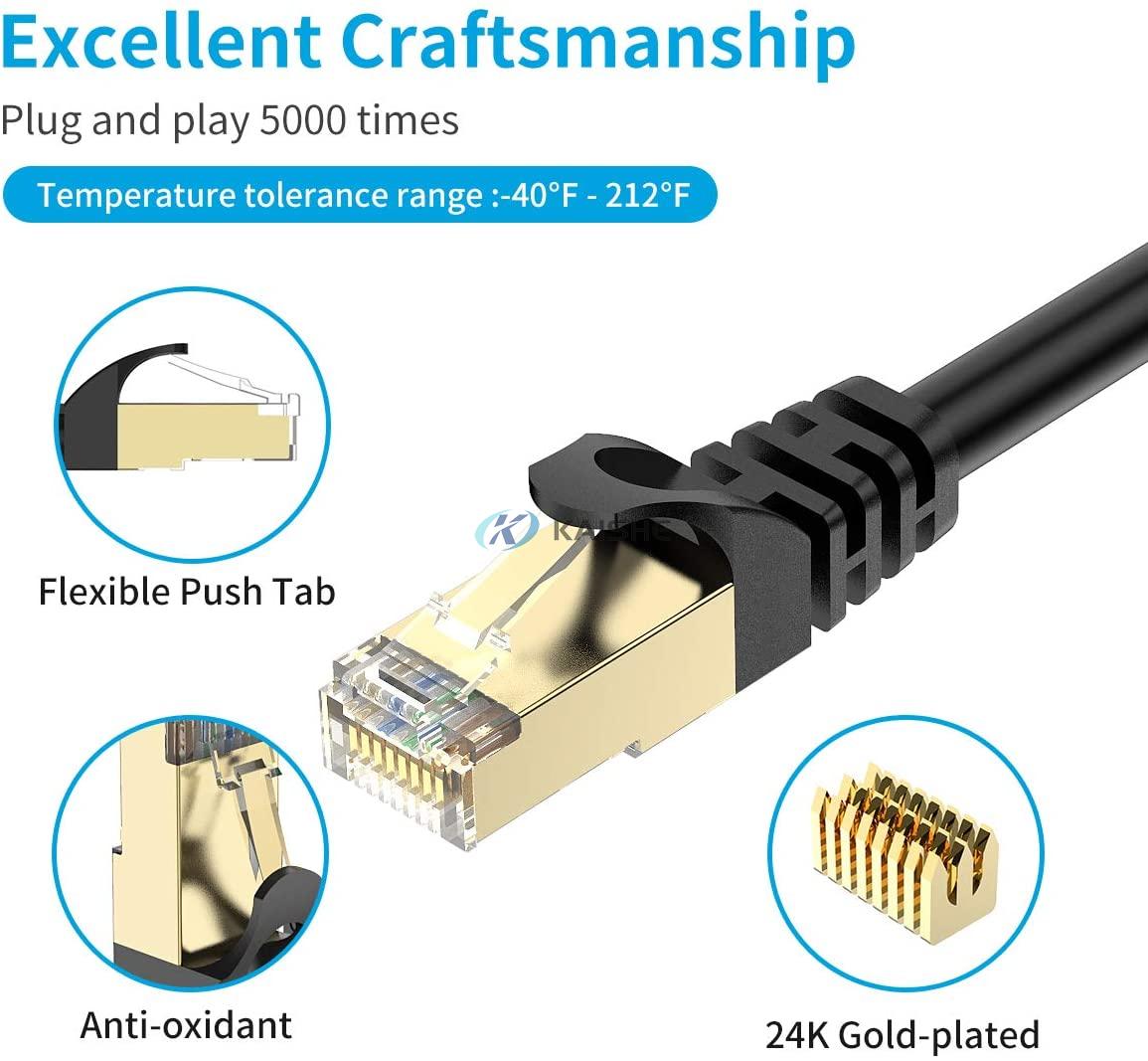 Cat7 Ethernet Triple Shielding SSTP 10Gbps 600MHz Ethernet Patch Cable 