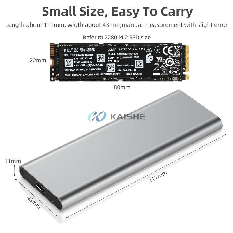 NGFF/M.2 SSD to USB3.1 Type-C Enclosure, Aluminum External SSD Reader Adapter Enclosure