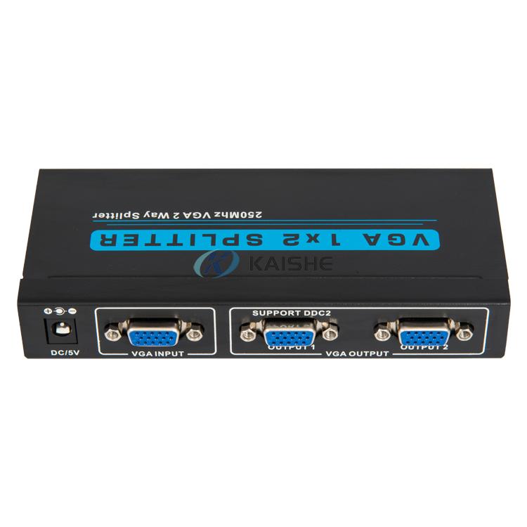 250MHz VGA 1x2 Splitter 2 port VGA splitter 1 input 2 output box