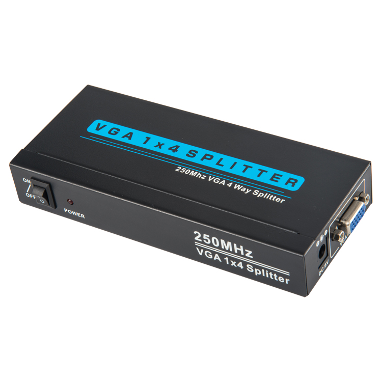 Powered 1 in 4 out VGA video splitter 250MHz VGA 1x4 Splitter