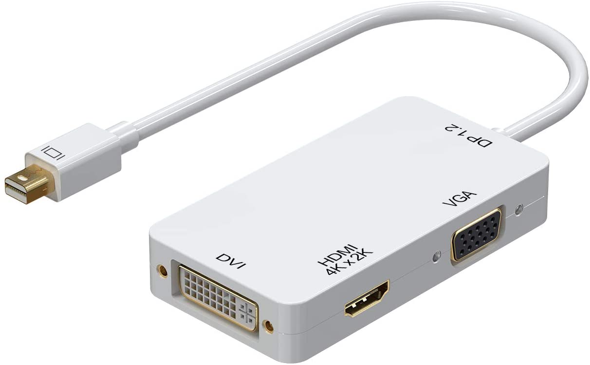 3-in-1 Mini Displayport Thunderbolt to HDMI/DVI/VGA Adapter 4k