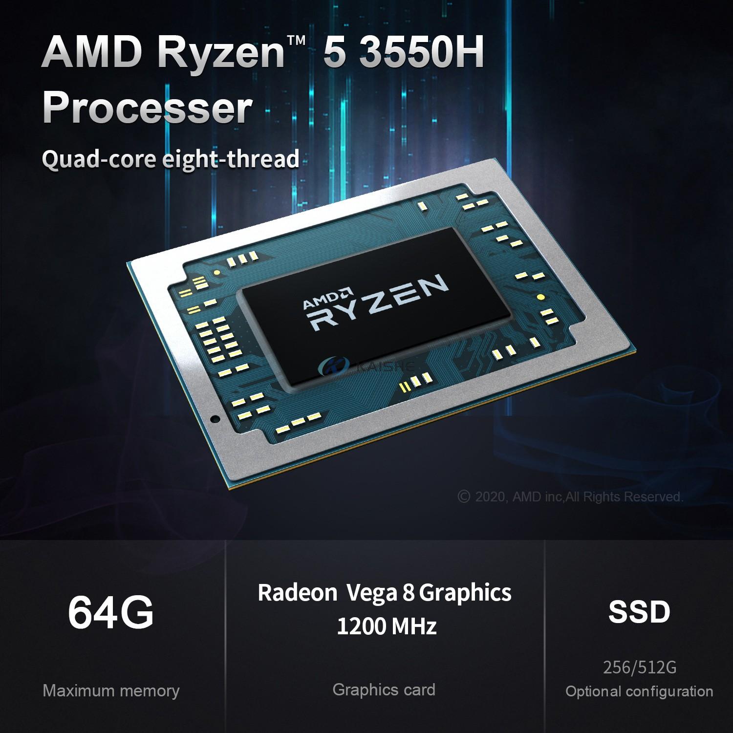GTR PRO Mini PC Windows 10 Pro,AMD Ryzen 5 3550H Processor(up to 3.7 GHz) 8GB DDR4 256GB NVMe SSD, WiFi 6, BT5.0, Dual Gigabit Ethernet,4K Four-Screen Output, Mini Gaming PC